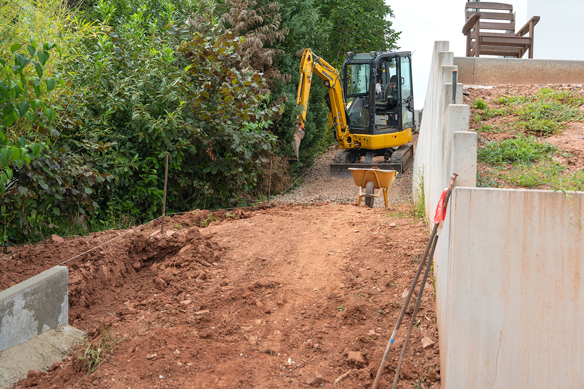 Excavator preparing a site for construction