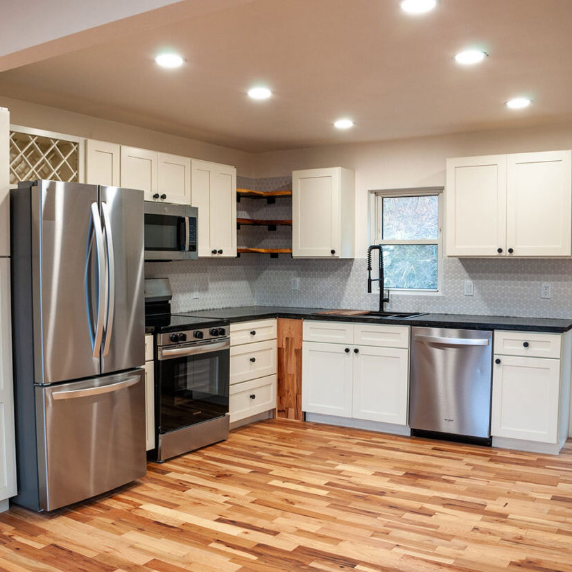 A renovated kitchen interior